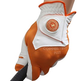 Copper Tech Women's Golf Gloves with Ball Marker - Ladies Golf Gloves with 100% AAA Synthetic Leather - Wrist Support & Breathability - Golf Gloves Left Handed Golfer (Hand Orientation: Right)
