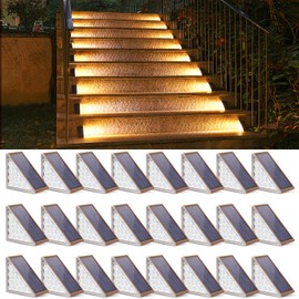 NIORSUN Solar Step Lights for Outside, 24 Pack Warm White Outdoor Step Lights IP67 Waterproof Auto On Off, Solar Stair Lights for Steps, Patio, Yard, Porch, Front Door, Sidewalk, Deck Decor（Brown）