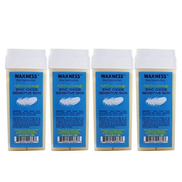 Waxness Wax Necessities Zinc Oxide Sensitive Skin Soft Wax Cartridge 3.38 oz 100 g Pack of 4
