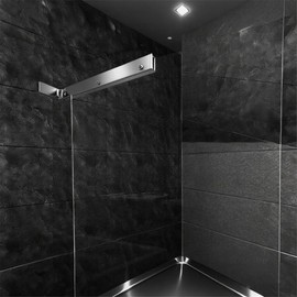 Fixed Glass Shower Panel Glass to Wall Support Bar, Frameless Shower Clamp L Shape Stabilizer Mounting Bracket, No-Drill-in(Silver, Right)