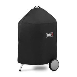 Weber Premium Grill Cover for Ø 57cm Charcoal Grills, breathable UV- & water-resistant, Protection against Wind & Weather, with Velcro fastener for Attachment, Lightweight, Grill Cover - Black (7143)