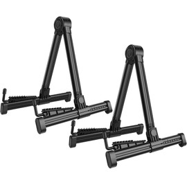 UPELLA Guitar Stands 2 PACK, Plastic Lightweight A-Frame Guitar Floor Stand, ABS Guitar Rack, Foldable Guitars Holder for Bass, Banjo, Cello, Mandolin, Guitar Accessories (Black)