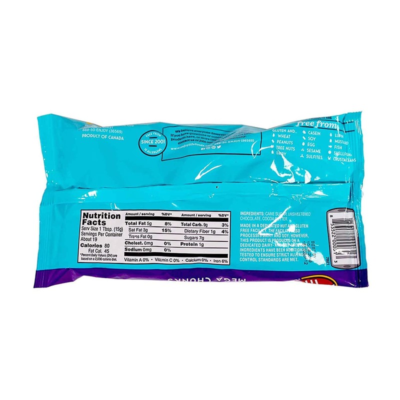 Enjoy Life Mega Chunks Gluten Free Non-GMO Semi-Sweet Chocolate --