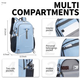 Bymontin 35L Essential Hiking Backpack for Men Women, Lightweight Foldable Packable Daypack for Gym, Outdoor Sport and Travel (Sky-Blue)