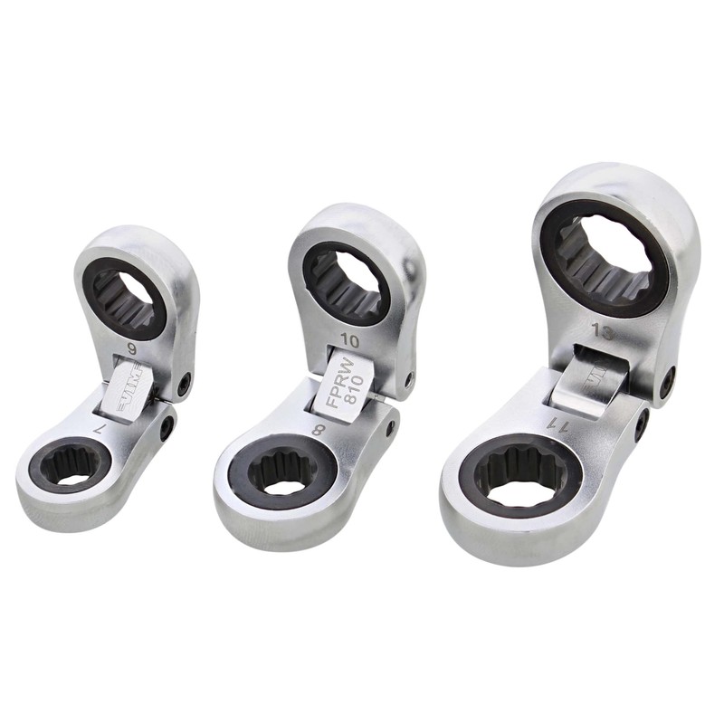 VIM Tools Nano Flex Ratcheting Wrench Set - 3pc Double-Sided