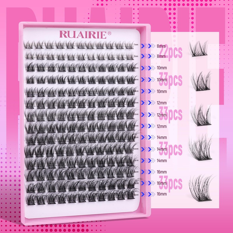 Ruairie Lash Clusters Wispy Eyelash Cluster Eyelash Extensions 154pcs Fluffy