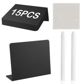 15 Pcs Mini Chalkboard Signs,Mini Chalk Boards - Small Blackboard Labels for Buffet & Events | Includes 2 Pens | Food Price Tags, Wedding & Bakery Signage | Easy-Write L-Frame Tabletop Displays