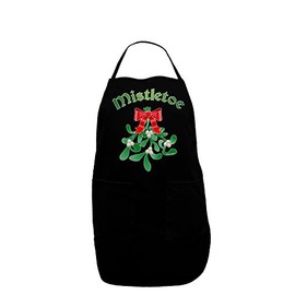 TooLoud Christmas Kiss Mistletoe Dark Adult Apron - Black - One-Size