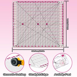 VIVIZEN Quilting Ruler |12.5x12.5 Inch Slotted Quilting Ruler for Fabric Cutting, Sewing & Patchwork | Acrylic Quilt Ruler with Measurement