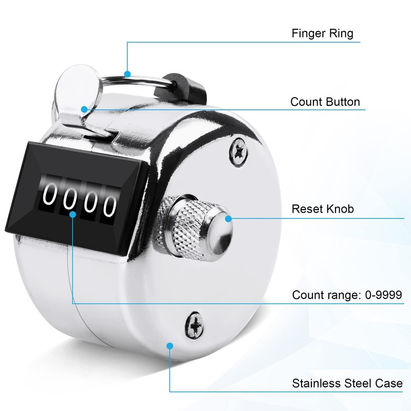 Oligei 2 Pack Metal Hand Counter Four-Digit Counter with Nylon