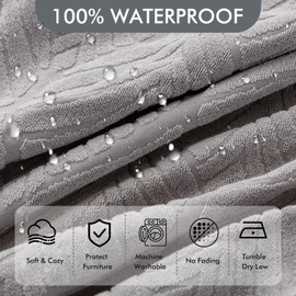 YUEANG 100% Waterproof Recliner Sofa Slipcovers, 3 Pieces Stretch Reclining Couch Covers for 3 Cushion Couch Sofa Pet Friendly Washable Furniture Covers for Dogs, Pets, Kids (Light Gray, 3 Seater)