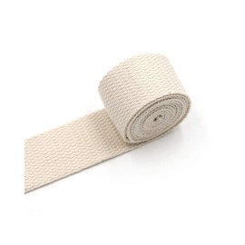 Aumey Cotton Webbing，Webbing Bag Handles, Bag Strap for Tote Bag Upholstery Webbing，78 Inch (Beige, Width=1 inch)