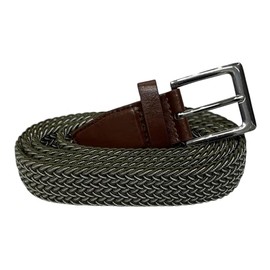 SoBo LEATHER Stretchy Belts for Men & Women, 6 Colours, Waist 28-44 inch (Green & White, M/L)