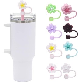 Flower Shaped Straw Cover,Silicone Straw Cap,Silicone Flower Straw Cap,Cute Straw Topper for 10mm Diameter Straws Dust-proof Reusable Perfect Party Decor Gift Warm,Straws,Reusable Straws (Pink)