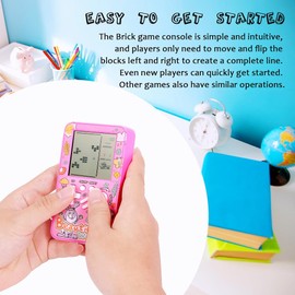 CZT Mini Brick Game Video Game Console Handheld Console Kids Puzzle Console 23 x 99 Retro Vintage Games Indoor Toy Consumer Electronics Outdoor Toy Gifts (Pink)