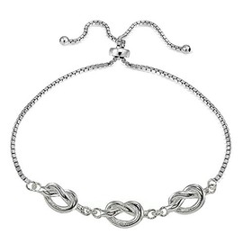 Hoops & Loops Sterling Silver Polished Pretzel Love Knot Adjustable Bracelet