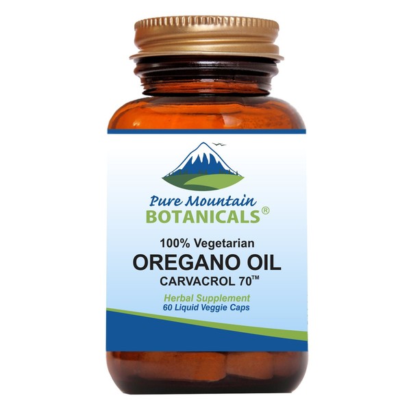 Pure Mountain Botanicals Wild Oregano Oil Capsules - 60 Vegan Caps – Now with 510mg Mediterranean Oil of Oregano
