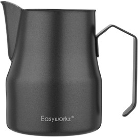 Easyworkz Milk Pitcher Jug Stainless Steel Latte Art Coffee Cup 350ml Black
