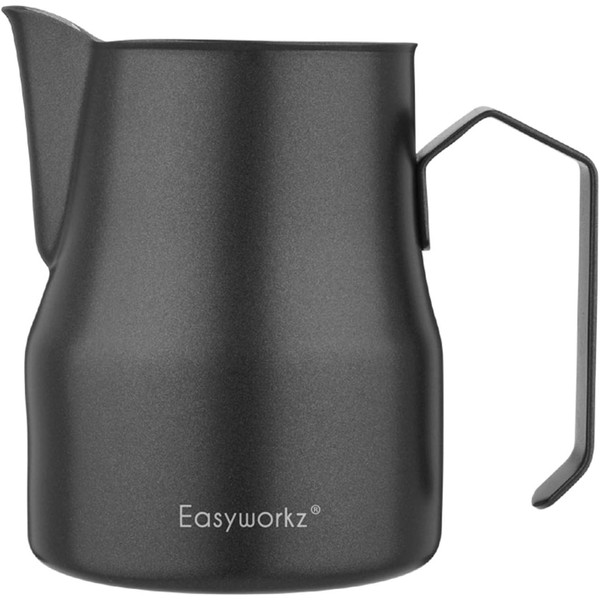 Easyworkz Milk Pitcher Jug Stainless Steel Latte Art Coffee Cup 350ml Black