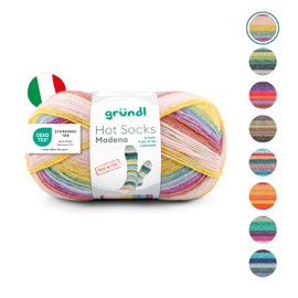 Gründl Hot Socks Madena (Sock Wool Made of 75% Virgin Wool (Superwash) and 25% Polyamide, Made in Italy, 4-Ply Sock Yarn, 100 g / 420 m, Needle Size: 2.5 mm - 3 mm, 1 x 100 g), Caribean-Summer