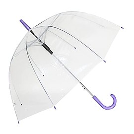 UNIWARE 23" Dome Straight Auto Open Umbrella, 23", Fashion Umbrella, Compact Automatic Rain Umbrella,Clear, Transparent (Purple)