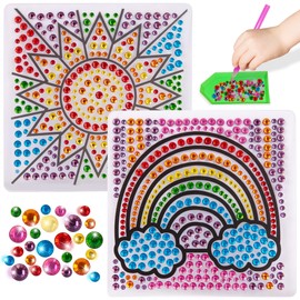 Window Art Suncatcher Kit for Kids - Suncatcher Craft Kit for Girls 6 7 - Window Art Craft for Kids Art Projects with Gems, Stylus Tools, Trays, Hanging Tape, and More - Birthday Crafts for Toddlers