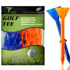 ToVii 3-1/4" Big Cup Plastic Golf Tees 40 Pack｜Excellent Durability and Stability Tees |Golf Plastic Tees Reduced Friction & Side Spin (Orange/Blue)
