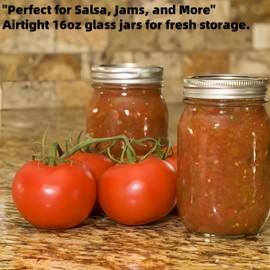 Salsa Jars for Homemade Salsa – 4 Pack 16oz Glass Storage Jars with Airtight Lids, Perfect for Salsa, Jams, Preserves, and More