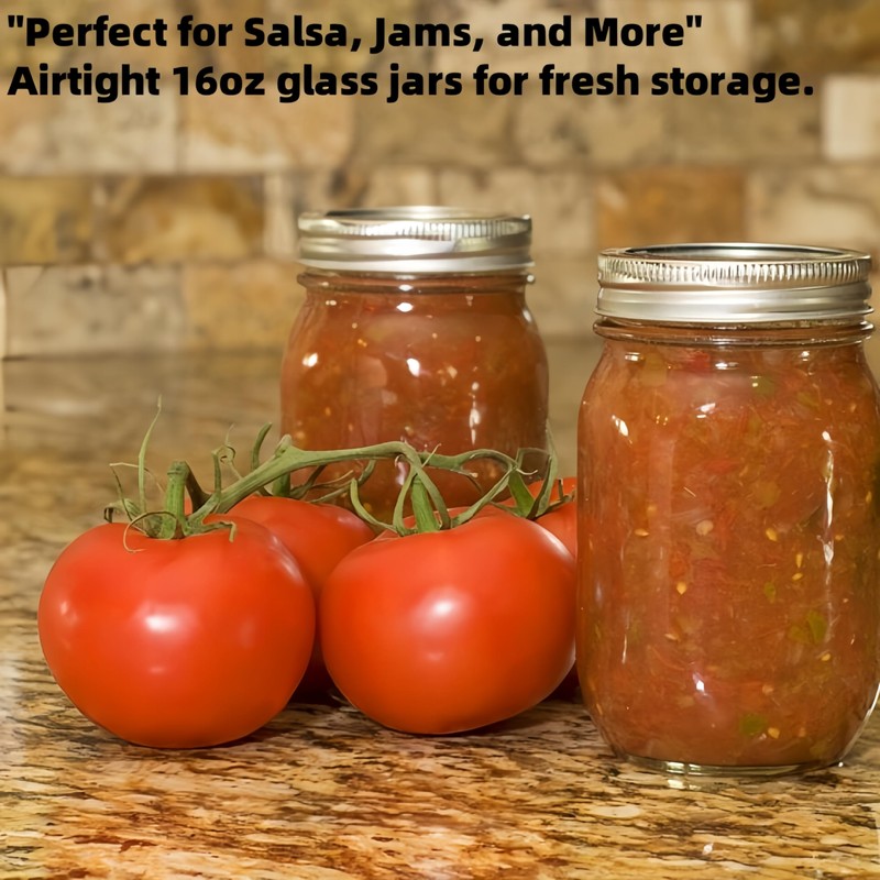 Salsa Jars for Homemade Salsa – 4 Pack 16oz Glass