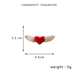Small Angel Wing Heart Brooch for Women Girls Cute Enamel Brooch Clothes Accessories Pin for Hat Bag Suit Tie Pin Fashion Valentine's Day, Metal