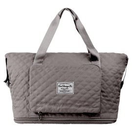 Gym Workout Bags with Wet Pocket for Women Men Expandable Weekender Overnight Tote Bag for Travel Workout Sports Camp Grey