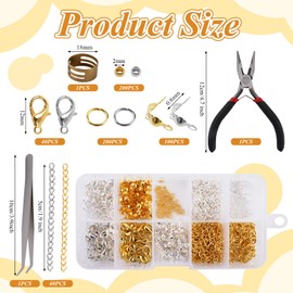 Lytonix 584 Piece Bracelet Clasps Set, with Round Crimp Beads, Jump Rings, Delta Steel Crimp Beads Tips, Extension Chain, for Making Bracelets, Key Chains and Earrings