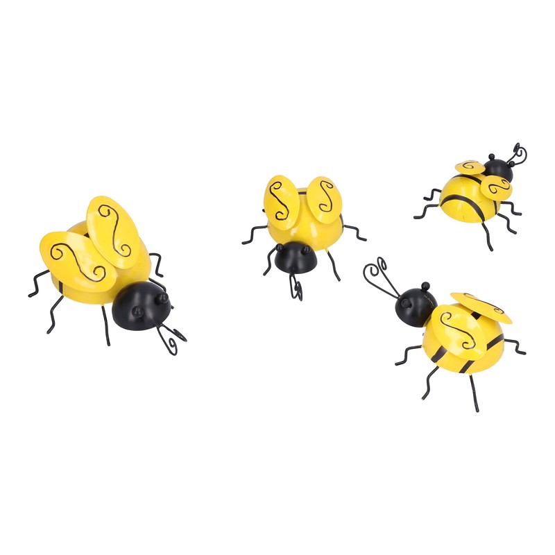 4Pcs/Set Wrought Iron Bee Decoration Wall Hanging 3 Dimensional Bee