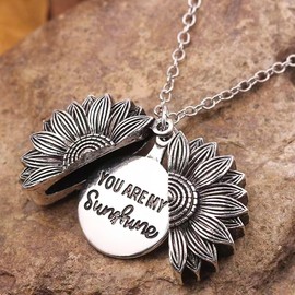 Vurotry Golden Sunflower Necklace You are my sunshine necklace Sunflower pendant necklace Gold jewelry