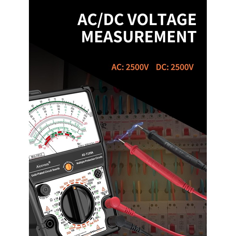 Analog Multimeter AS-7199A, Pointer Multimeter, AC DC Volt 2500V, DC
