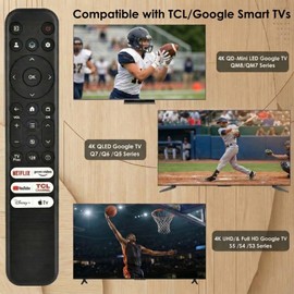 Reemplazo para control remoto TCL Google TV, RC813 Compatible con TCL QM8/QM7/Q7/Q6/Q5/S5/S4/S3 4K UHD HDR LED QLED QD-Mini LED Full-HD Smart TVs