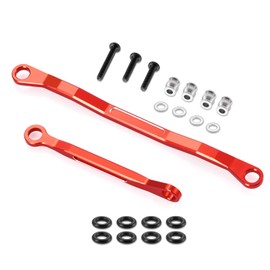 RCHUBAM 1/18 Steering Links 2Pcs Aluminum Steering Linkage Servo Link Pull Rod Compatible with HPI 1/18 Venture HILUX RC Off-Road Crawler Car Upgrade Accessories (Red)