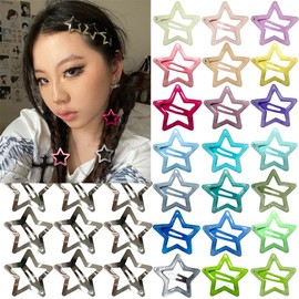 30 PCS 1.22" Sparkling Star Hair Clips Snap Star Hair Accessories Non Slip Star Clips for Girls Women Children's Multicolor Metal Hair Clips Star Hair Barrettes Star Hair Clips for Women