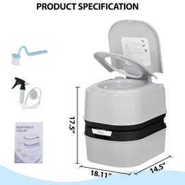 HSM 6.4 Gallon Waste Tank Portable Toilet for Camping RV Boating Fishing Indoor Outdoor Toilet Compact Double-outlet Anti-leak Seal Ring Commode with Travel Bag Sprinkling Bottle