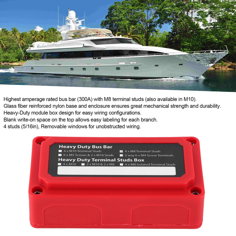 300A Bus Bar Power Distribution Box 48V DC 4 Studs