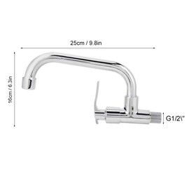 Wall Mounted Cold Water Tap Single Cold Water Tap Cold Water Tap Wall Mounted Brass Housing Stainless Steel Pipe Wall Mounted Single Tap for the Living Room Kitchen (25 cm)