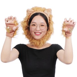 IPENNYE Lion, Cute Tail, Lemur, Animal Ears, Headband, Fox, Cat, Tail, Cosplay, Costume, Prop, Mokomoko, Animal Hair Accessory, Halloween Costume, Headband, Adults, Children, Party Goods