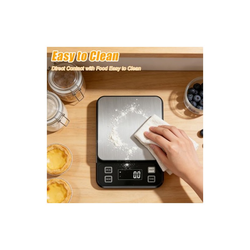 Waterproof Kitchen Scale, 10kg/22lb Food Scale Precisely Measures Grams and