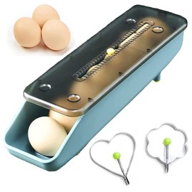 Rolling Egg Dispenser, Egg Holder for Refrigerator, Fridge Egg Organizer with 2 Pack Egg Make Molds, Auto Rolling Design Egg Container - Convenient and Efficient Storage Solution(blue)