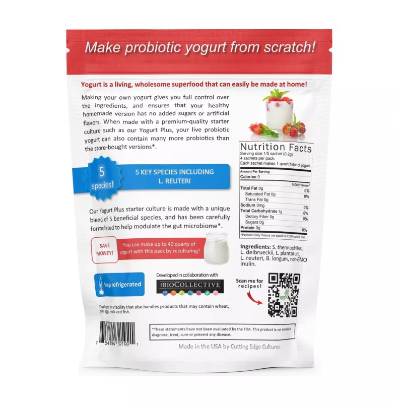 Cutting Edge Cultures Yogurt Plus Probiotic Yogurt Starter Culture By