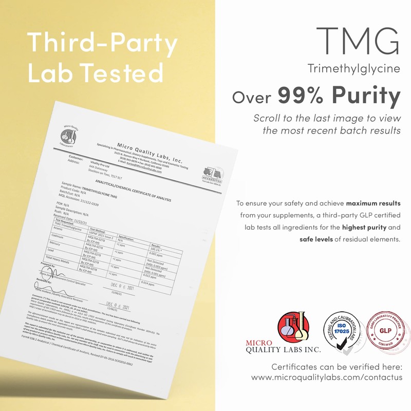 TMG 500mg x 120 Capsules - Third Party Tested Over