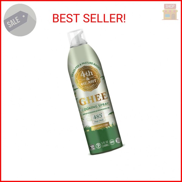 4th & Heart Original Ghee Oil Non-Stick Cooking Spray, Made