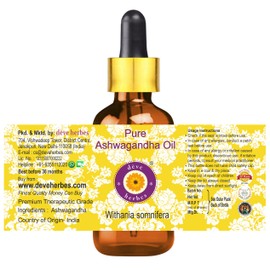 Deve Herbes Pure Ashwagandha Oil (Withania somnifera) with Glass Dropper (Pack of Two)100ml X 2 (676 oz)