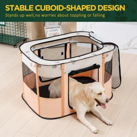 Avont Portable Dog Cat Playpen, Foldable Pop Up Pet Play Pen Travel Crate with Floor and Mesh Door Top for Indoor Outdoor Collapsible Tent Cage -S, Orange