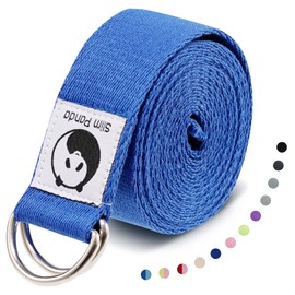 Slim Panda Cotton Yoga Strap, Practical Yoga Strap, Yoga Accessories for Stretching and Fitness, Yoga Band with Metal Sliding Buckle, Good for Beginners and Advanced, 180 cm, Dark Blue